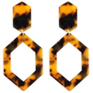 💙Resin Leopard Polygon Drop Earrings